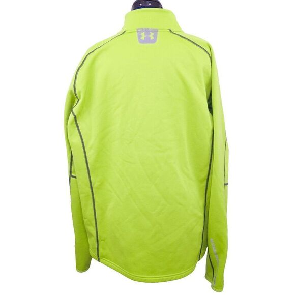 Under Armour Light Weight Quarter Zip Pullover Lime Green 2XL Cold Gear - Picture 2 of 4